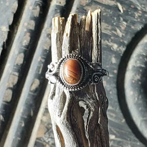 Artisan India Mahogany Obsidian 925 Sterling Silver Plated Gemstone Ring Sz 6.75